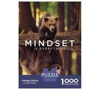 Jigsaw 1000 Pieces for Teenagers Mindset Is Everything Bear Jigsaws for Adults Brain Teaser Game Pattern Assembly Birthday And Unique Gifts 52x38cm/1000pcs