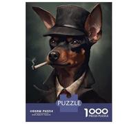 Jigsaw 1000 Pieces for Teenagers Miniature Pinscher Mafia Puzzles for Adults Fun Games Stress Reliever Unique Gifts for Birthday And Christmas 38x26cm/1000pcs