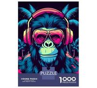 Jigsaw 1000 Pieces for Teenagers Monkey Dj Music Puzzle for Adults Relaxing Games But Fun And Humorous Unique Gifts for Birthday And Christmas 38x26cm/1000pcs