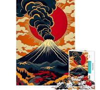 Jigsaw 1000 Pieces for Teenagers Mount Fuji Eruption Challenging To Complete Hand Speed Race Relaxing Games for Ages 14 And over (50x75cm)