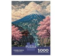 Jigsaw 1000 Pieces for Teenagers Mount Fuji with Cherry Blossoms Sakura Japanese Traditional Art Puzzle for Adults Relaxing Games But Fun And Humorous Unique Gifts for Birthday And Christmas 38x26cm/1