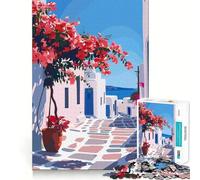 Jigsaw 1000 Pieces for Teenagers Mykonos Greece Scenery Precise Cut Art Smart Brain Toy Relax Play Time Birthday Activity (38x26cm)