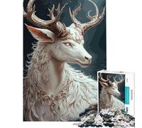 Jigsaw 1000 Pieces for Teenagers Mythic White Deer Learning Educational Toys Relaxing Games Birthday Present Birthday Gifts (Size 38x52cm)