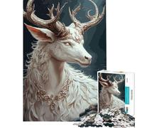 Jigsaw 1000 Pieces for Teenagers Mythic White Deer Learning Educational Toys Relaxing Games Birthday Present Birthday Gifts (Size 38x26cm)