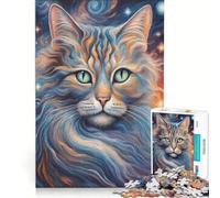 Jigsaw 1000 Pieces for Teenagers Neon Cat Animal DIY Toys Enhance Memory with Fully Interlocking Randomly Shaped Pieces 38x26cm