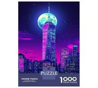 Jigsaw 1000 Pieces for Teenagers Neon City Moonlit Skies -2 Puzzles for Adults Hands-on Game Enhance Memory Birthday And Unique Gifts 52x38cm/1000pcs