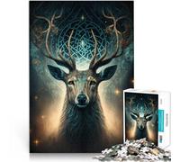 jigsaw 1000 pieces for teenagers neon deer Stress Reliever Difficult Challenge 26x38cm with Matching Poster and Trivia Sheet for ages 14+
