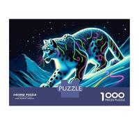 Jigsaw 1000 Pieces for Teenagers Neon Leopard Wall Art Print-3 Jigsaws for Adults Anti-Stress Toys Enhance Memory for Is Ideal As A Gift 52x38cm/1000pcs