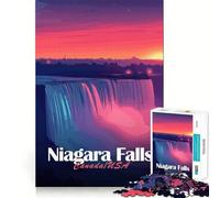 Jigsaw 1000 Pieces for Teenagers Niagara Falls at Sunset Exact Edge Art Smart Mind Activity Cozy Time Game Birthday Art Gift (38x52cm)