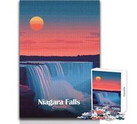 Jigsaw 1000 Pieces for Teenagers Niagara Falls Sunset Ideal for Cozy Downtime Fine Precision Die Cut Play Toy Size 38x52cm