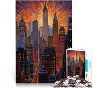 jigsaw 1000 pieces for teenagers NYC New York City Herausforderndes Spielspielzeug mit passendem Poster und Quizblatt52x38cm