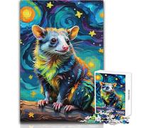 Jigsaw 1000 Pieces for Teenagers Opossum in Starry Night Tough Challenge Educational Game Gifts for Women Men (size 38x26cm)