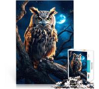 jigsaw 1000 pieces for teenagers owl in the woods at night Staycation: Zeit totschlagen Wohnkunstdekor38x26cm