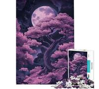 Jigsaw 1000 Pieces for Teenagers Pink Trees Under A Full Moon Teenager Puzzles Relax Games Analysis And Logic Birthday And Unique Gifts (Size 38x26cm)