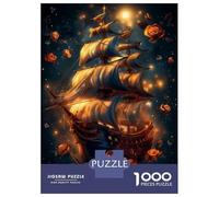 Jigsaw 1000 Pieces for Teenagers Pirate Ship Among Stars Puzzles for Adults Fun Games Stress Reliever Unique Gifts for Birthday And Christmas 38x26cm/1000pcs