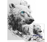 Jigsaw 1000 Pieces for Teenagers Polar Bear Double Exposure Educational Games For Family Fun Toy Wall Decor Unique Birthday And Xmas Gifts (38X52CM)