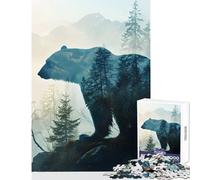 Jigsaw 1000 Pieces for Teenagers Polar Bear Double Exposure Home Decoration Toys Art Work Gift Relax Games with Fully Interlocking Randomly Shaped Pieces Size 38x52cm