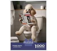 Jigsaw 1000 Pieces for Teenagers Poodle on The Toilet Jigsaws for Adults Brain Teaser Game Pattern Assembly Birthday And Unique Gifts 38x26cm/1000pcs