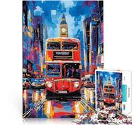jigsaw 1000 pieces for teenagers Pop Art London Bus with Big Ben Backdrop Hands-on-Spiel Ein Kunstwerk38x26cm