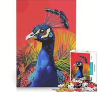 Jigsaw 1000 Pieces for Teenagers Pop Art Peacock in Andy Warhol Style, Relaxing Games, Difficult Challenge, Artists' Collection, Fine Arts 38x26cm