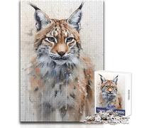 Jigsaw 1000 Pieces for Teenagers Portrait of Lynx Unique Challenge Game Precision Cutting Educational Toy Size 50x75cm