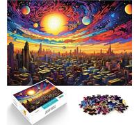 jigsaw 1000 pieces for teenagers Psychedelic city art Staycation Kill time 26x38cm Enhance love between couples for Age 14