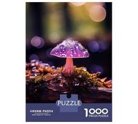 Jigsaw 1000 Pieces for Teenagers Purple Mushroom with Dew Drops Puzzle for Adults Relaxing Games Presents for Women for Is Ideal As A Gift 38x26cm/1000pcs