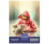 Jigsaw 1000 Pieces for Teenagers Rainy Day with Kittens Puzzle for Adults Relaxing Games But Fun And Humorous Unique Gifts for Birthday And Christmas 52x38cm/1000pcs