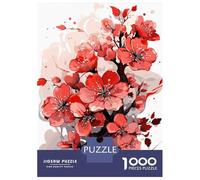 Jigsaw 1000 Pieces for Teenagers Red Flower Puzzles for Adults Hands-on Game Enhance Memory Birthday And Unique Gifts 52x38cm/1000pcs