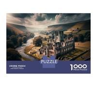 Jigsaw 1000 Pieces for Teenagers Romantic Abbey Ruins by The River Puzzles for Adults Hands-on Game Enhance Memory Birthday And Unique Gifts 38x26cm/1000pcs
