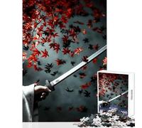 Jigsaw 1000 Pieces for Teenagers Samurai Sword Falling Leaves Puzzles for Teenagers Difficult Hard for Birthday, Chrismas for Is Ideal As A Gifts (38x26cm)