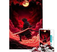 Jigsaw 1000 Pieces for Teenagers Samurai Warrior with Glowing Red Katana Learning Educational Toys Relaxing Games Birthday Present Birthday Gifts (Size 38x26cm)