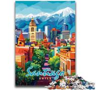 Jigsaw 1000 Pieces for Teenagers Santiago, Chile Cityscape Birthday Present Practical Game Great Gift for Games 38x26cm