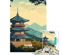 Jigsaw 1000 Pieces for Teenagers Seoul Pagoda Landscape for Birthday, Chrismas Improve Memory Impossible Game Suitable for People Aged 14 And Above (38x52cm)