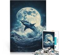 jigsaw 1000 pieces for teenagers Shark in The Moon Pädagogisches Spielzeug zum Stressabbau Wohnkunstdekor52x38cm