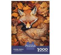 Jigsaw 1000 Pieces for Teenagers Sleeping Fox in Autumn Leaves Puzzles for Adults Hands-on Game Enhance Memory Birthday And Unique Gifts 38x26cm/1000pcs