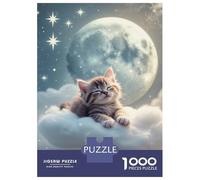 Jigsaw 1000 Pieces for Teenagers Sleeping Kitten on Cloud Puzzle for Adults Anti-Stress Toys Wall Decoration Unique Gifts for Birthday And Christmas 70x50cm/1000pcs