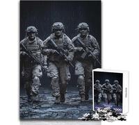 Jigsaw 1000 Pieces for Teenagers Soldiers in The Rain Hand Speed Race Brain Teaser Game Great Gift for Games (size 38x52cm)