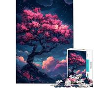 Jigsaw 1000 Pieces for Teenagers Solitude Tree in Clouds Challenging To Complete Hand Speed Race Relaxing Games for Ages 14 And over (38x52cm)