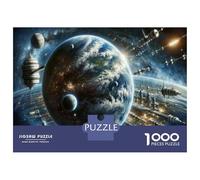 Jigsaw 1000 Pieces for Teenagers Space Station Orbiting Earth Puzzle for Adults Toy Wall Decor Presents for Women Birthday And Unique Gifts 38x26cm/1000pcs