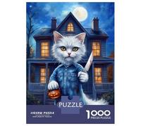 Jigsaw 1000 Pieces for Teenagers Spooky Cat Jigsaws for Adults Relax Games Birthday Present Unique Gifts for Birthday And Christmas 70x50cm/1000pcs