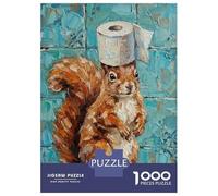 Jigsaw 1000 Pieces for Teenagers Squirrel with Toilet Paper Jigsaw for Adults Hands-on Game Difficult Challenge Difficult And Challenge 52x38cm/1000pcs
