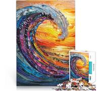 jigsaw 1000 pieces for teenagers Stained glass Hokusai wave Schwierig und herausfordernd tolles Geschenk75x50cm
