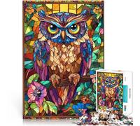 jigsaw 1000 pieces for teenagers Stained Glass Owl lustige Spiele für die ganze Familie Wohnkunstdekor75x50cm