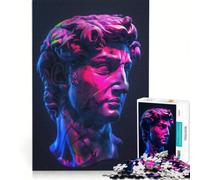 Jigsaw 1000 Pieces for Teenagers Statue Of David Neon, Impossible Game, Difficult Challenge, Gifts for Friends And Family 38x52cm