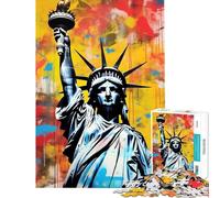 Jigsaw 1000 Pieces for Teenagers Statue of Liberty Punk Educational Game Learning Educational Toys Art Work Gifts Precision Cutting (Size 38x26cm)