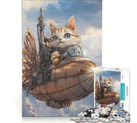 Jigsaw 1000 Pieces for Teenagers Steampunk Cat Adventures, Impossible Game, Difficult Challenge, Gifts for Friends And Family 38x26cm