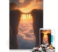 Jigsaw 1000 Pieces for Teenagers Sunset Bridge of Vines Between Towering Cliffs, Impossible Game, Difficult Challenge, Gifts for Friends And Family 38x26cm
