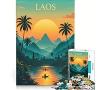 Jigsaw 1000 Pieces for Teenagers Sunset Serenity in Laos, Relaxing Games, Stress Reliever, Unique Birthday And Xmas Gifts 38x52cm