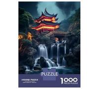 Jigsaw 1000 Pieces for Teenagers Temple Waterfall in Japan Jigsaws for Adults Brain Teaser Game Pattern Assembly Birthday And Unique Gifts 38x26cm/1000pcs